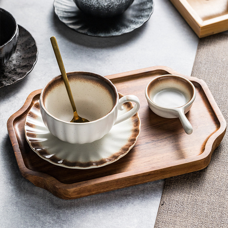 Taza de café de cerámica japonesa elegante taza retro lujoso café de alta calidad taza de cerámica de té de la tarde