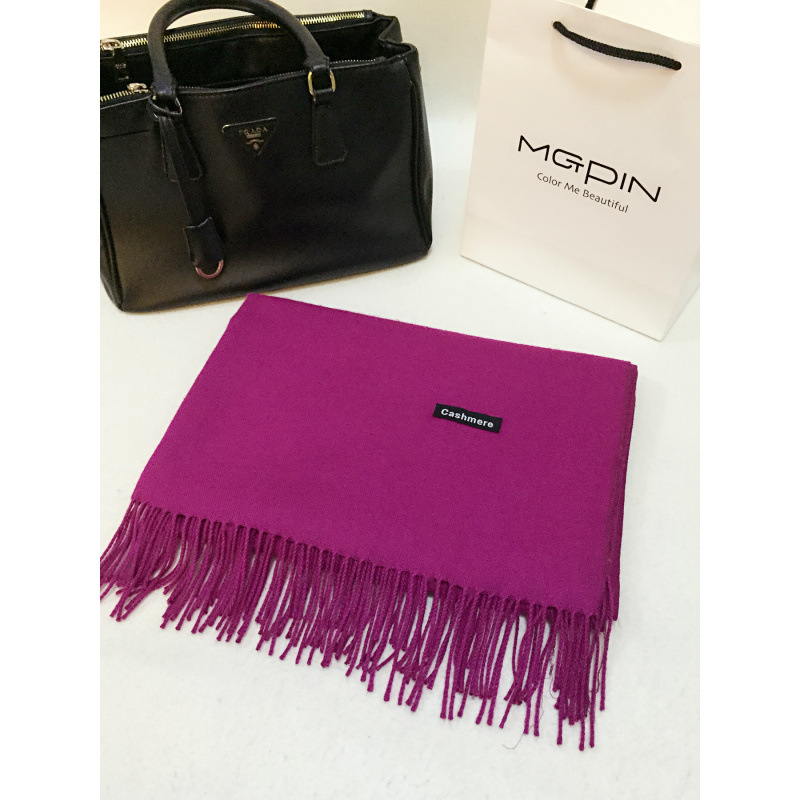 Chal para mujer otoño e invierno, color sólido largo, borla de cachemira de imitación, versión coreana de doble uso, bufanda gruesa y cálida para estudiantes de todo fósforo