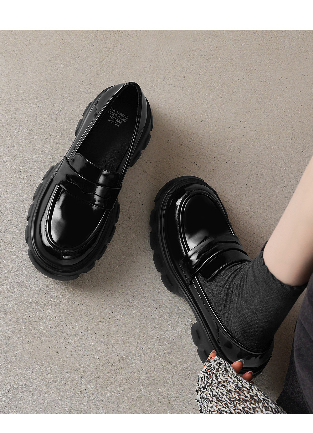 Giày loafer nữ đế xuồng cao gót phong cách Anh quốc cổ điển — đen chi tiết 10