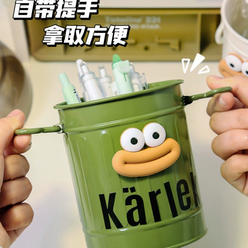 Большой железный держатель для ручек с большой вместимостью для хранения на рабочем столе студента, коробка для ручек для офиса, милый и креативный металлический декор.