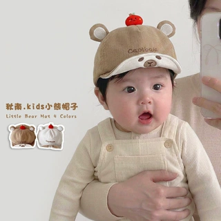 秋南 韩国婴儿帽子秋冬ins卡通可爱超萌小熊婴幼儿遮阳宝宝鸭舌帽