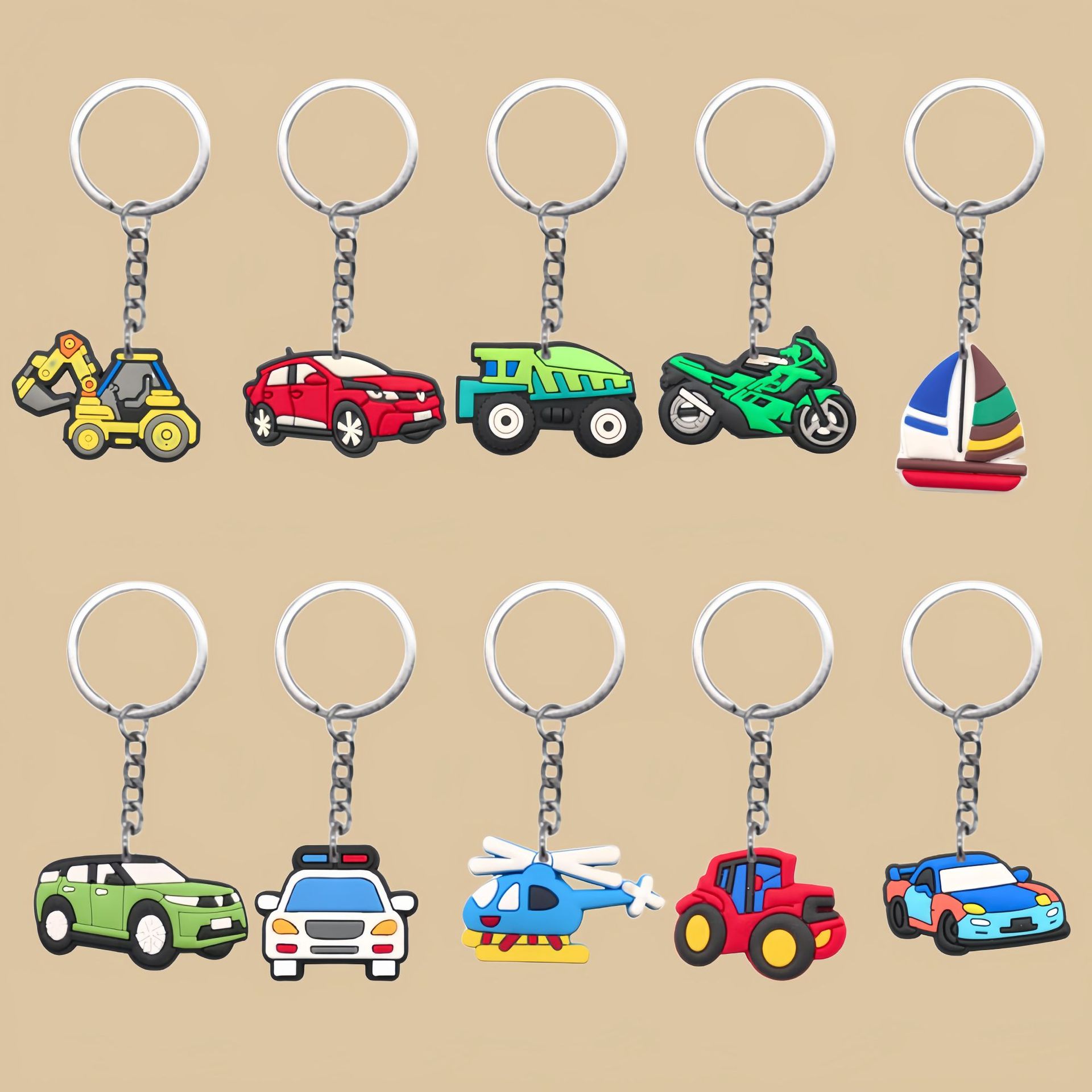 llavero de PVC camión de cemento excavadora camión de ingeniería mochila colgante DIY llavero al por mayor