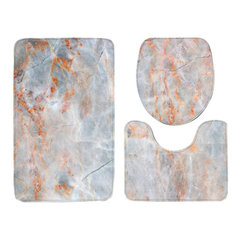 Cross-border wholesale pebble embossed bathroom toilet mat flannel bathroom bathroom toilet three-piece foot mat