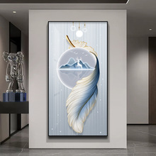 玄关装饰画轻奢锦鲤寓意走廊过道挂画客厅高级感沙发背景墙竖版壁