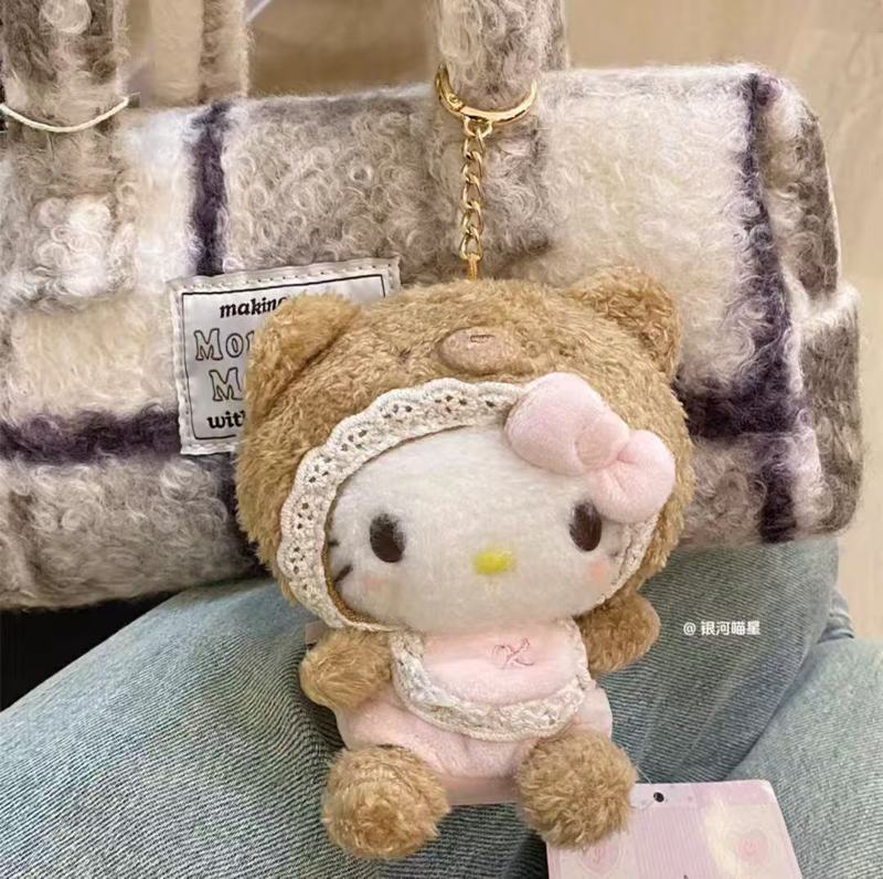 hellokitty挂件女创意可爱猫咪包包挂饰毛绒公仔节日礼物拿铁小熊|undefined