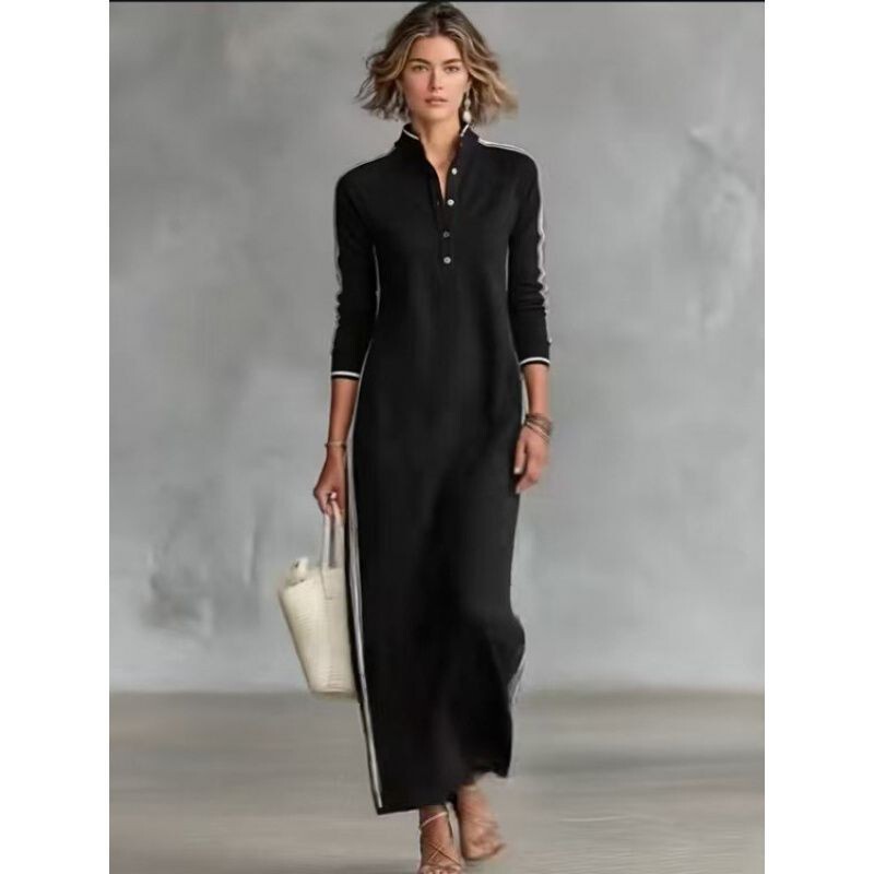 2026 Cross-Border Foreign Trade Aliexpress New Style Women's Simple Button Collar Long-Sleeved Long Dress 2026 Cross-Border Foreign Trade Aliexpress New Style Women's Simple Button Collar Long-Sleeved Long Dress