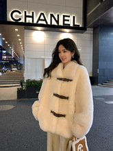 大幂幂翻领羊剪绒芭莎真羊羔毛皮毛一体大衣皮草外套女25秋冬新款