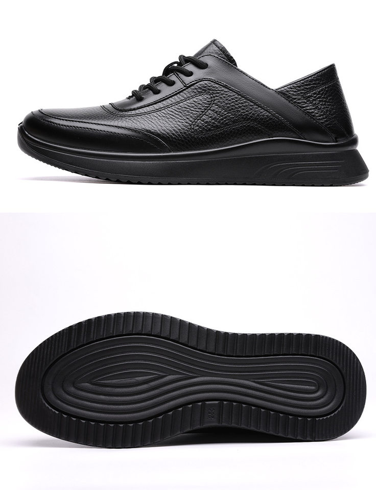 Giày lười nam da bò thật mũi tròn đế mềm chống trượt, kiểu slip-on nhẹ chân — D7913 Đen chi tiết 17