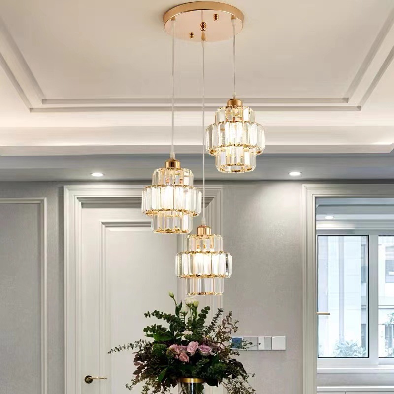 Luz de mesa moderna de comedor de cristal de lujo simple lámpara de comedor lámpara de bar personalidad creativa sala de té lámpara de cristal luz