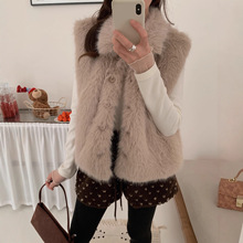 实拍 自留推荐 加厚保暖  毛毛马甲 防皮草 单排扣 翻领背心女装