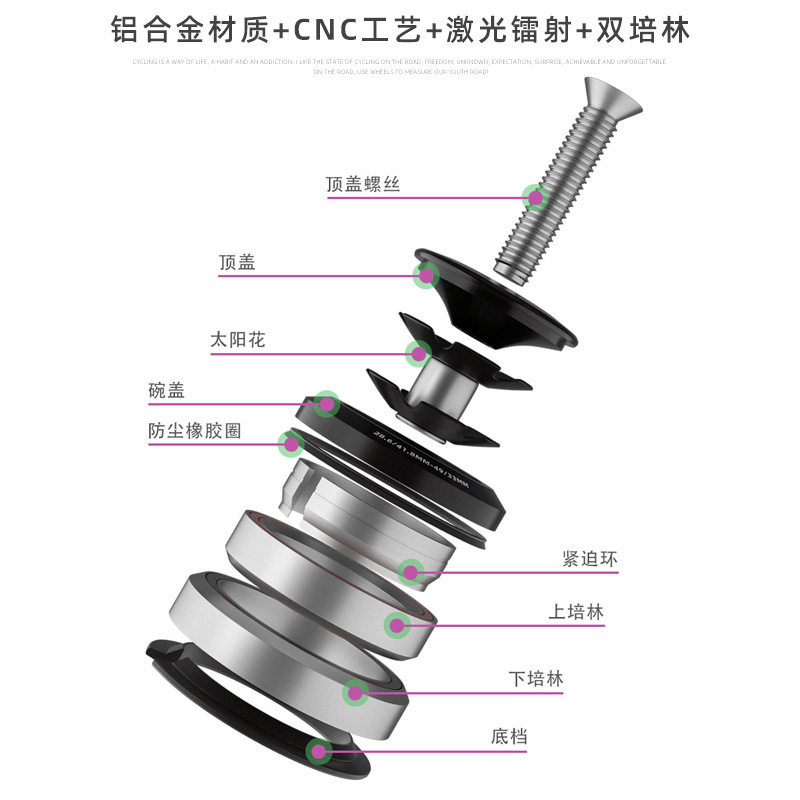PROMEND bicicleta recta conjunto de tazón de fibra de carbono bicicleta de montaña Peilin tenedor delantero conjunto de cabeza de bicicleta de carretera de ocho piezas