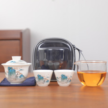 定制旅行茶具户外便携式快客杯陶瓷一壶两杯小套装商务活动礼品