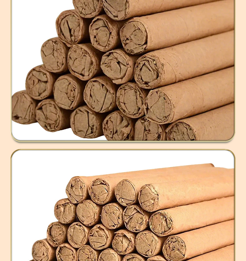 Three-Year Aged Moxa Sticks Ai Tiao 艾条 Hand-Rolled Mugwort Rolls for Indoor Moxibustion and Aromatic Smoke preparation