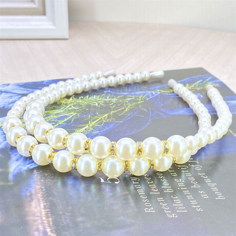 Retro chica perla diadema simple todo partido diadema Mori horquilla pelo presionando accesorios para el cabello mujer Corea del Sur Internet celebridad headwear