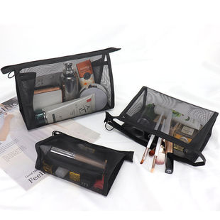 Women's Cosmetic Bag Large and Small Portable Transparent Mesh Carry-On Toiletry Bag Air Cushion Lipstick Storage Bag