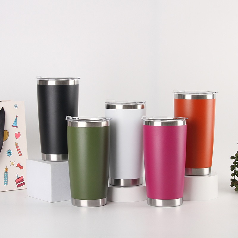 Taza de automóvil de color transfronterizo 304 taza de aislamiento de vacío de acero inoxidable de doble capa resistente a caídas portable de aislamiento de frío taza recta