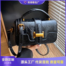 跨境韩国复古手提小方包包女2025新款百搭通勤包高级感单肩斜挎包