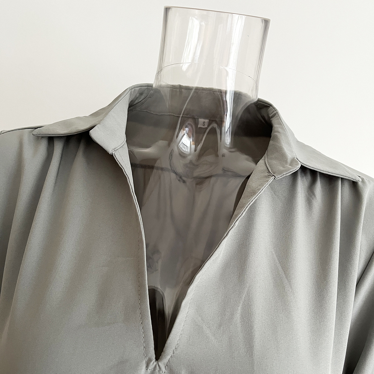 Blouse Collar Dress Women Smocking Waist Controlled Long Sleeves Spring Autumn Women Clothing