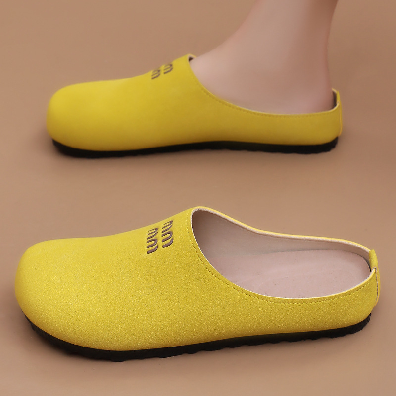 Pantuflas Baotou mujeres verano nueva tendencia de la moda transpirable suela suave sin pies cansados zapatos de mujer casuales de un pie media pantuflas