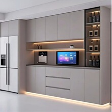 全铝合金焊接整板餐边柜橱柜定制 全铝整装衣柜橱柜门板 整体衣柜