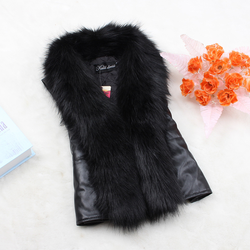AliExpress falso Cuello de piel de mapache Chaleco corto de las mujeres Otoño e Invierno algodón Delgado Chaleco de piel sintética chaleco