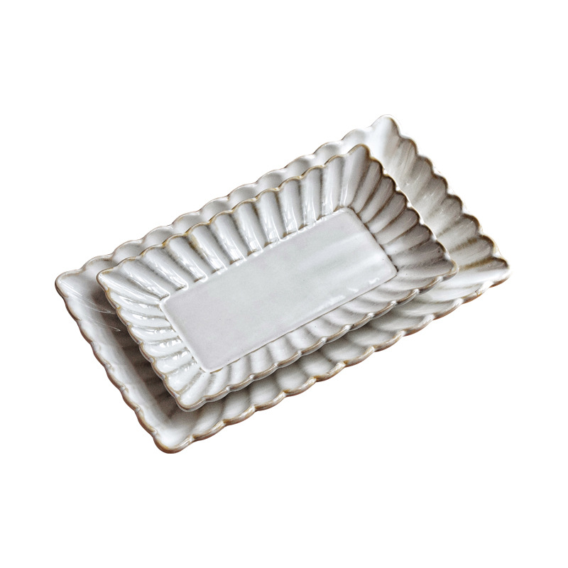 Plato de crisantemo, horno japonés y coreano, plato de cerámica esmaltado, platos de platos, platos de sopa, platos de comida occidentales, platos de platos