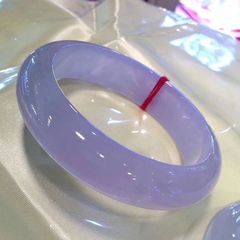 翡翠手镯冰种紫罗兰玉镯子缅甸老坑紫色玉手镯送礼少女款淡紫浅紫