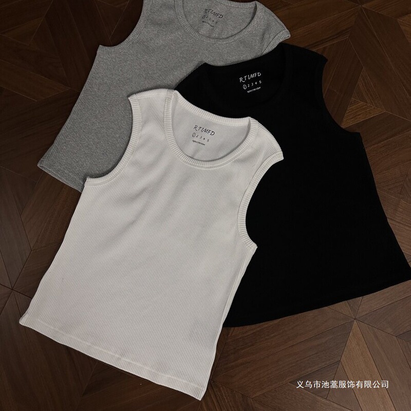 Rtimfd "Boxy Version" Ribbed Fitted Sports Vest, Pure Cotton, Sweat-Absorbent, Cool-Feeling, Three-Dimensional Cut, Short Rtimfd "Boxy Version" Ribbed Fitted Sports Vest, Pure Cotton, Sweat-Absorbent, Cool-Feeling, Three-Dimensional Cut, Short