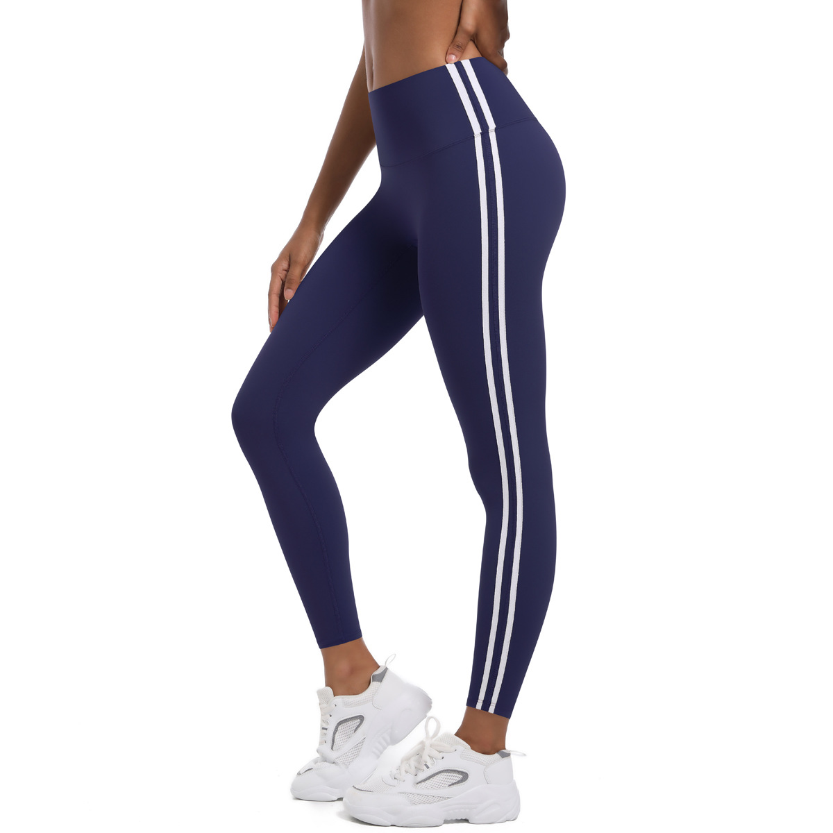 Fitness Sport Style Stripe Nylon Collarless Side Stripe Active Bottoms Leggings display picture 14