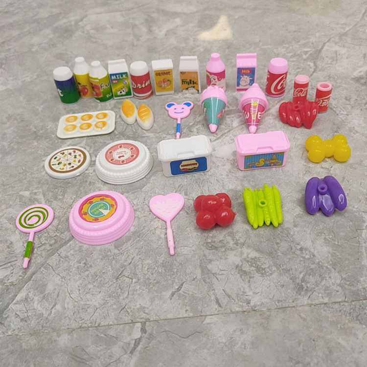 Princess Barbie Doll Accessories Miniature Food Play Western-style Dim Sum 13-piece Set Cake Milk Drink Play House Toy