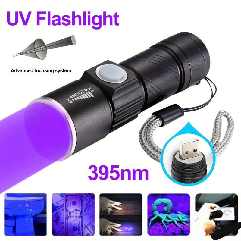 Cross-border mini flashlight jade jade bacteria purple light cat moss light fluorescence detection banknote inspection ultraviolet light small