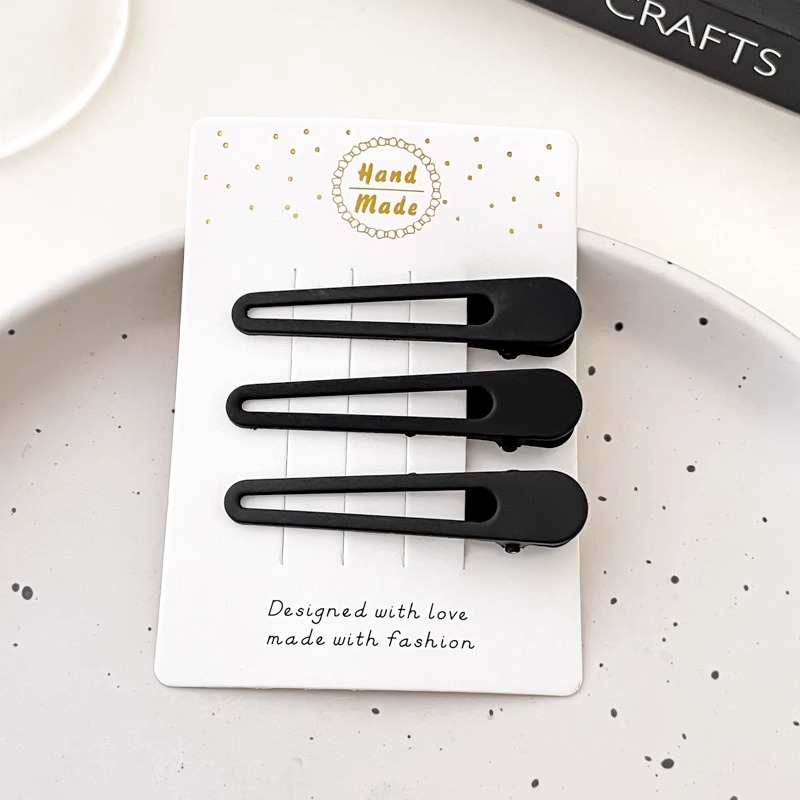 Youyou 2025 nueva horquilla negra, flequillo, clip de cabello roto en la frente, tocado lateral, pico de pato, palabra simple