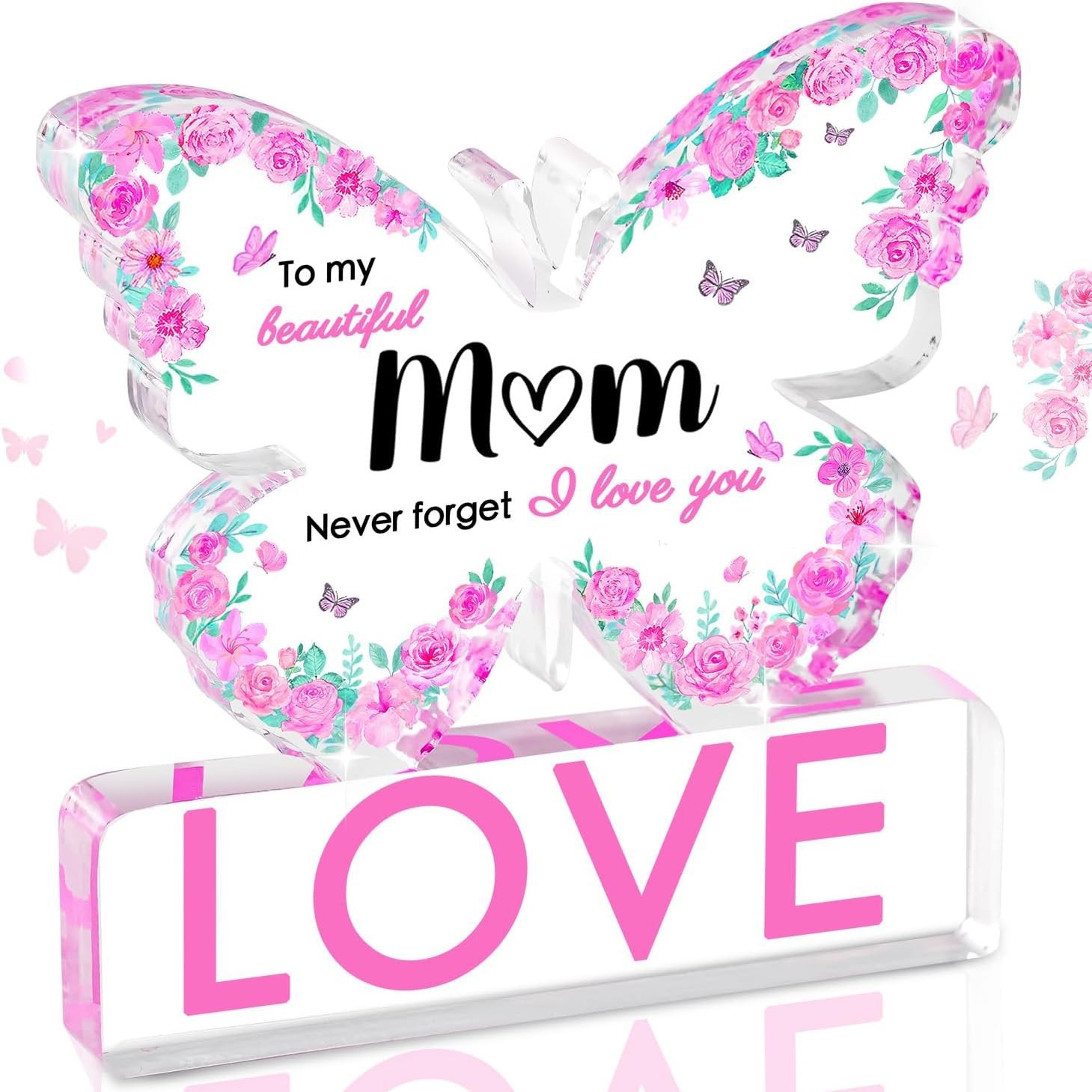 跨境新品亚克力蝴蝶英文母亲节惊喜送妈妈的礼物桌面摆件创意礼物