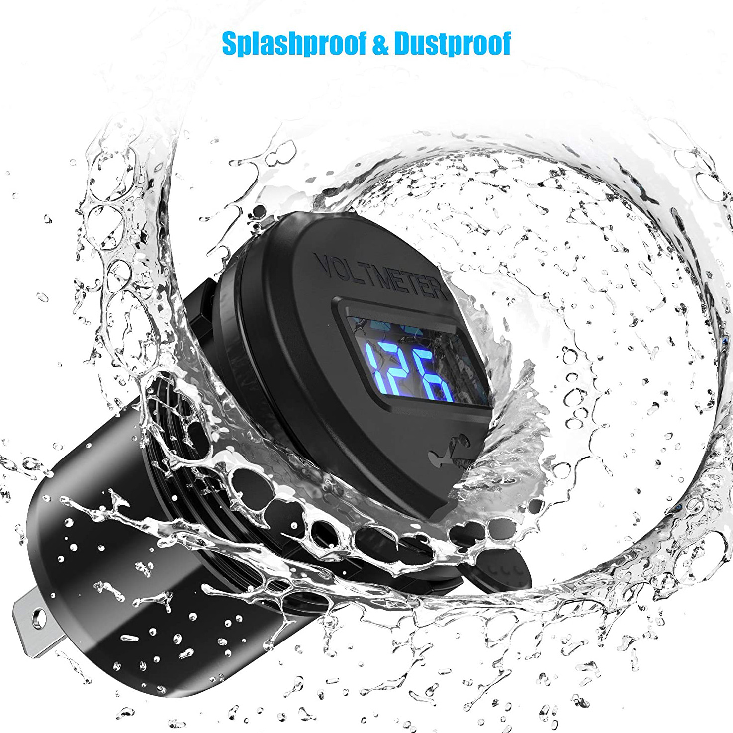 Nuevo coche RV coche modificado aleación de aluminio doble QC3.0 botón electrónico pantalla digital voltímetro Qualcomm carga rápida