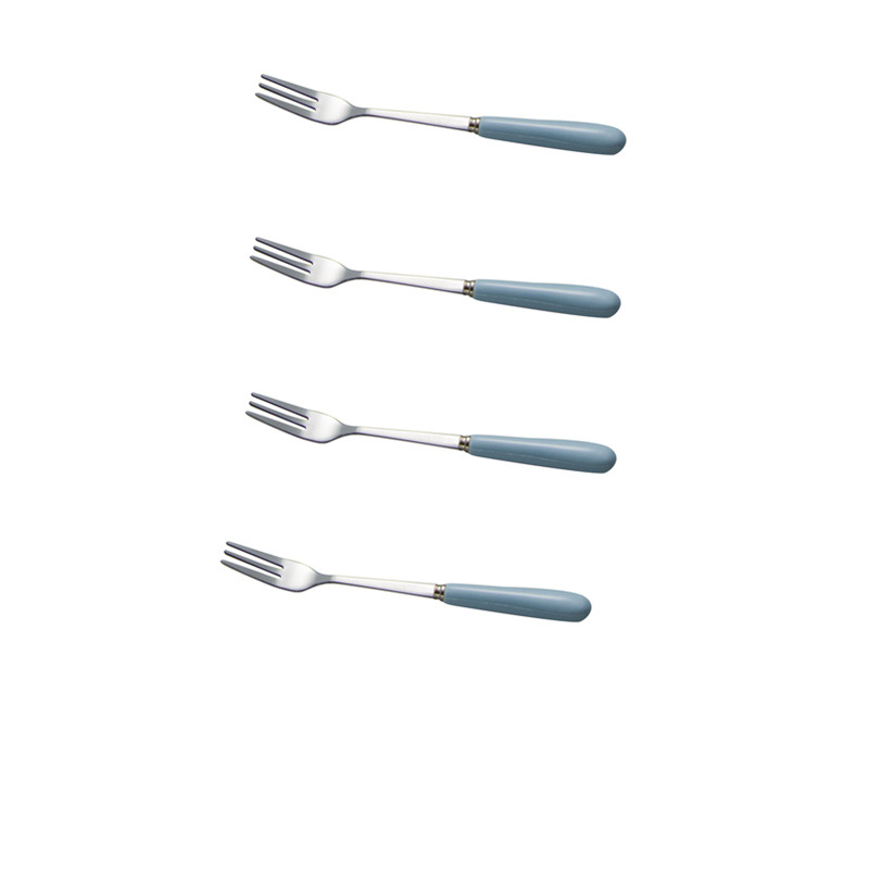 Creativo lindo Tenedor de fruta de cerámica de acero inoxidable palo de fruta Tenedor de postre de los niños del hogar pequeño tenedor traje de comer fruta