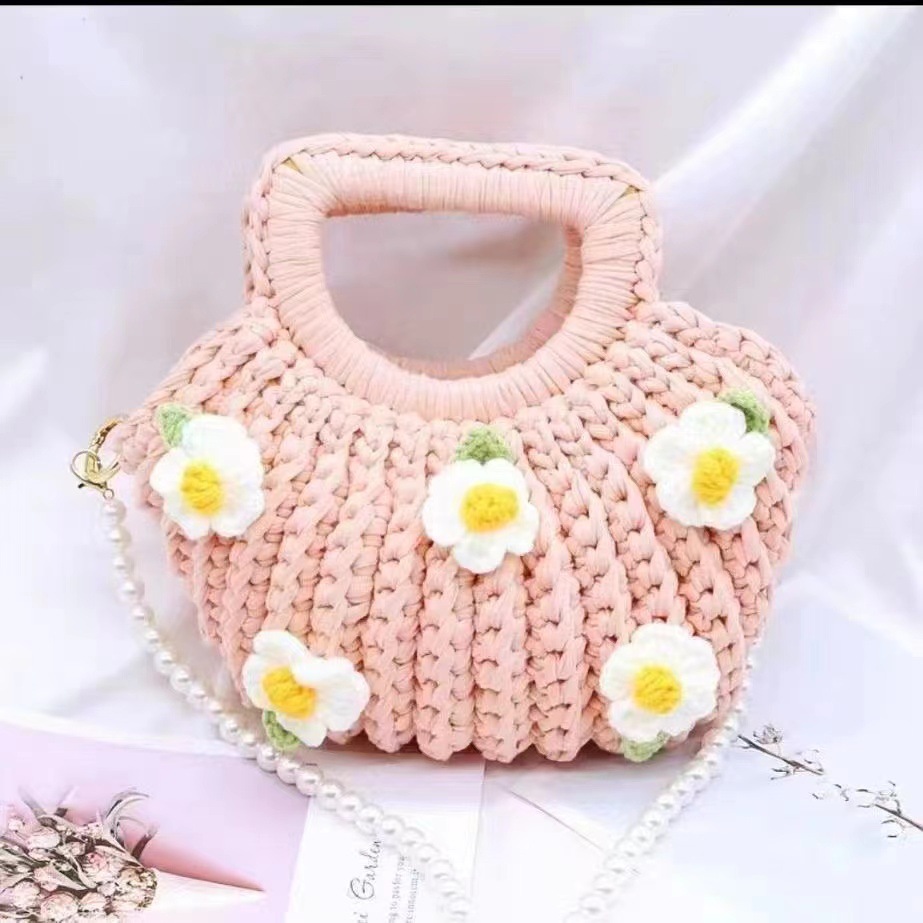 Bolsos de chatarra tejidos a mano DIY encantadores, botellas de jardín, botellas de material de concha, regalo para amigos y novias