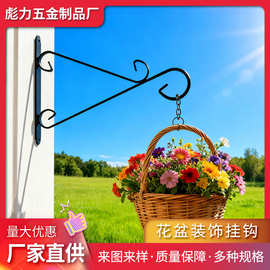 欧式简约阳台铁艺挂钩花架花园吊篮挂钩架墙壁装饰金属悬挂架