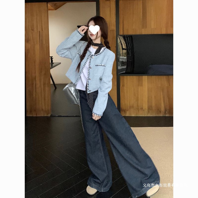 Blue Small Fragrant Jacket Spring 2025 New French Style Short Tweed Top