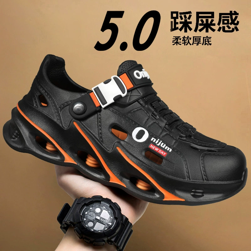 Мужская летняя верхняя одежда Croc Shoes, дышащие полые сандалии «все включено», молодежные спортивные сандалии для вождения на открытом воздухе