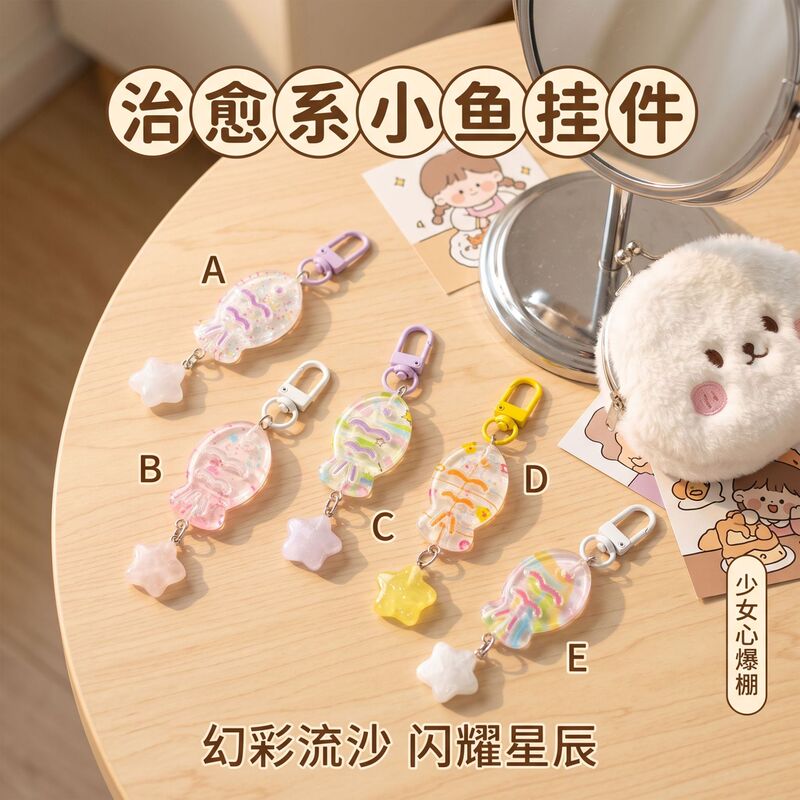Creative cartoon transparent fish taiyaki keychain, ins-style accessory, bag decoration, small gift wholesale
