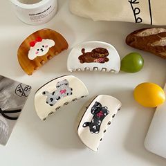 高級酢ヨーグルトホワイトシリーズヘアピン、かわいい動物の子犬グリッパー、エレガントで多用途なサメクリップ