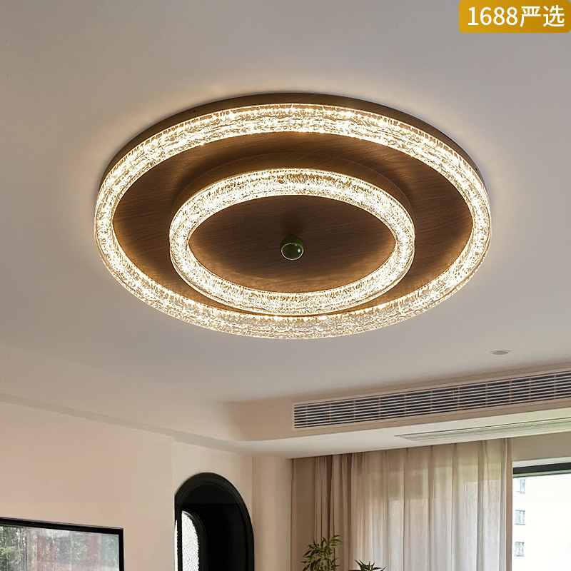 [Seleccionado cuidadosamente] Lámpara de techo de dormitorio de estilo crema medieval, lámpara de dormitorio principal de sala de estudio redonda de alta calidad de color nogal