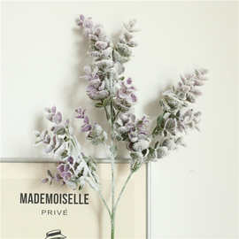 植绒撒雪紫色绿色尤加利森系婚庆婚礼仿真单只/束树叶摆放花艺叶