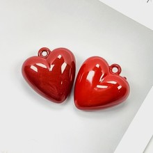 彩色亚克力实色亮油烤漆吊孔爱心DIY韩版挂孔桃心钥匙扣吊坠饰品