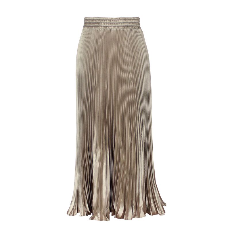 2025 new European and American foreign trade women's satin metallic luster pleated skirt long organ skirt long skirt skirt