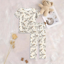 LINIO儿童内衣套装男女童宝宝衣服熊猫印满花家居服短袖长裤童装