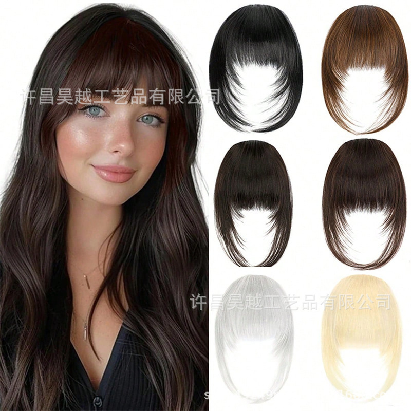 Natural-Looking Bangs Hairpiece for Women, Realistic Front Bangs, Seamless Faux Hair Bangs Patch in Stock Natural-Looking Bangs Hairpiece for Women, Realistic Front Bangs, Seamless Faux Hair Bangs Patch in Stock