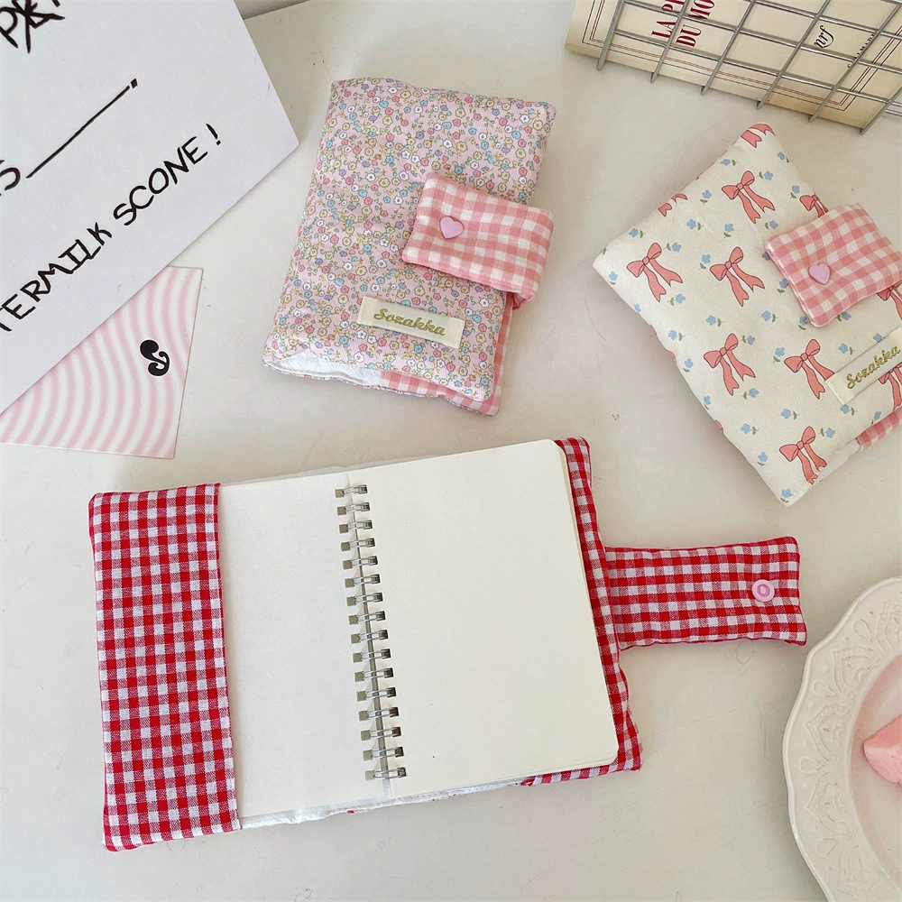 Handmade Book Cover, Cute Cloth with Bow, Protective Case for Elementary Students, Tear-Off Sheet
