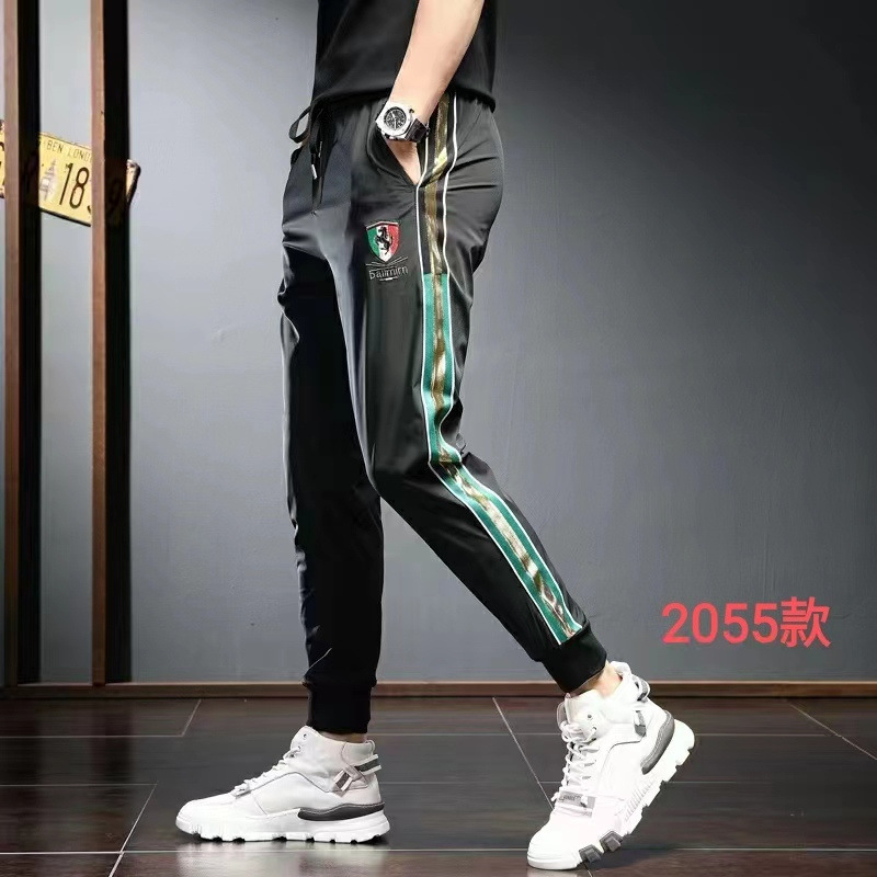European Station Spring and Summer Thin Casual Pants Men's Leg-tied Sports Pants New Slim-fit Leg-tied Pants Men
