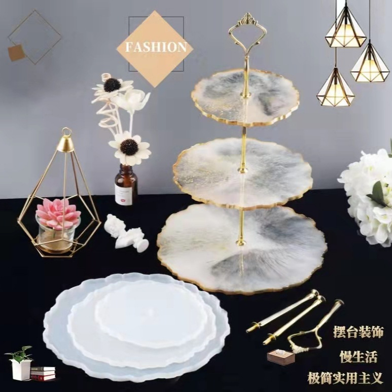 "Yixing DIY Cross-border 2-Piece Instagram Style Three-Layer Floral Tray Fruit Plate Tea Tray Serving Tray Fruit Silicone Mold"